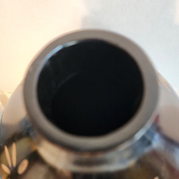 Vintage Polish Carved Wood Vase Floral Inlay Dark Brown Folk Art 8" Tall Heavy - Picture 5 of 10